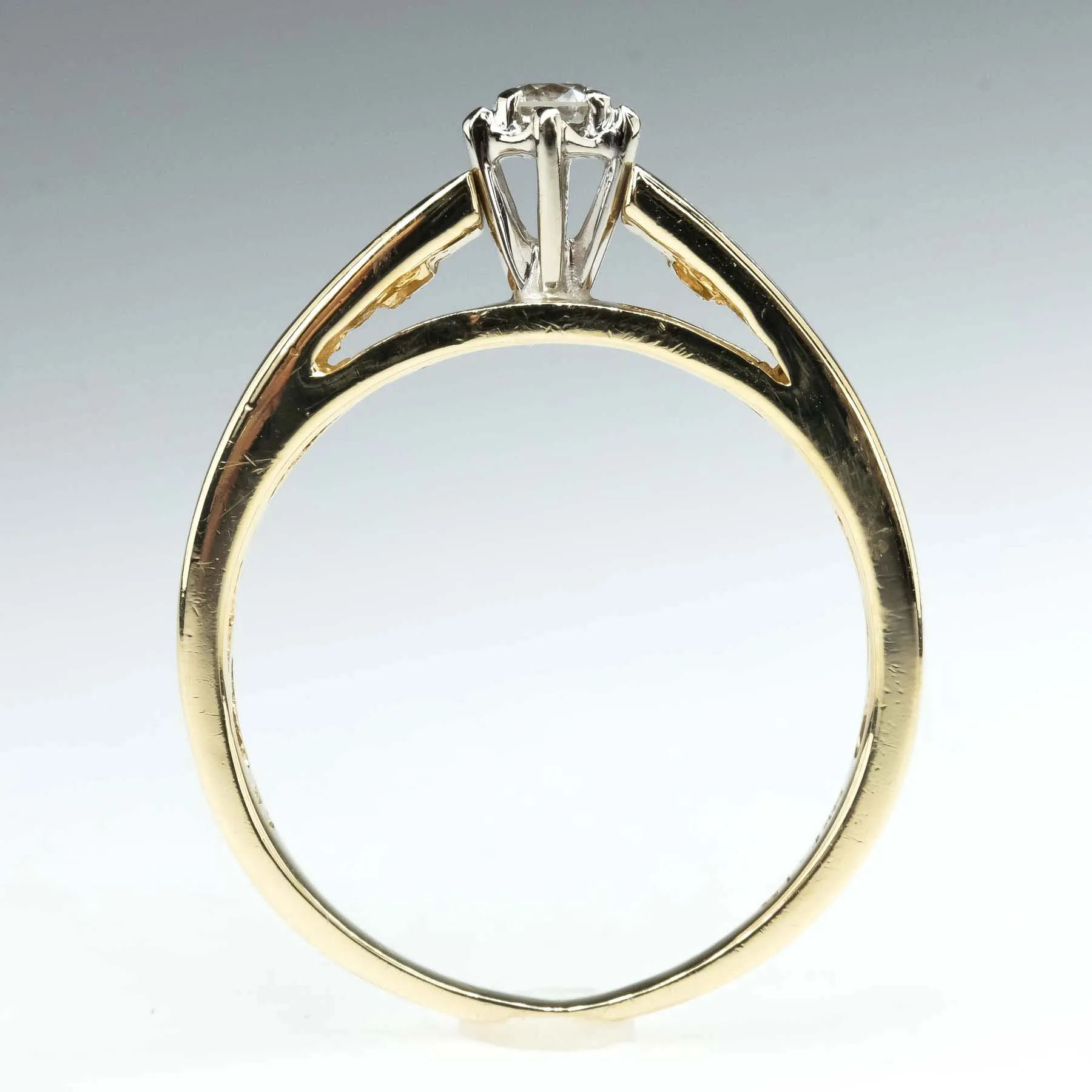 0.20ctw Round Diamond w/ Side Accented Engagement Ring in 14K Yellow Gold