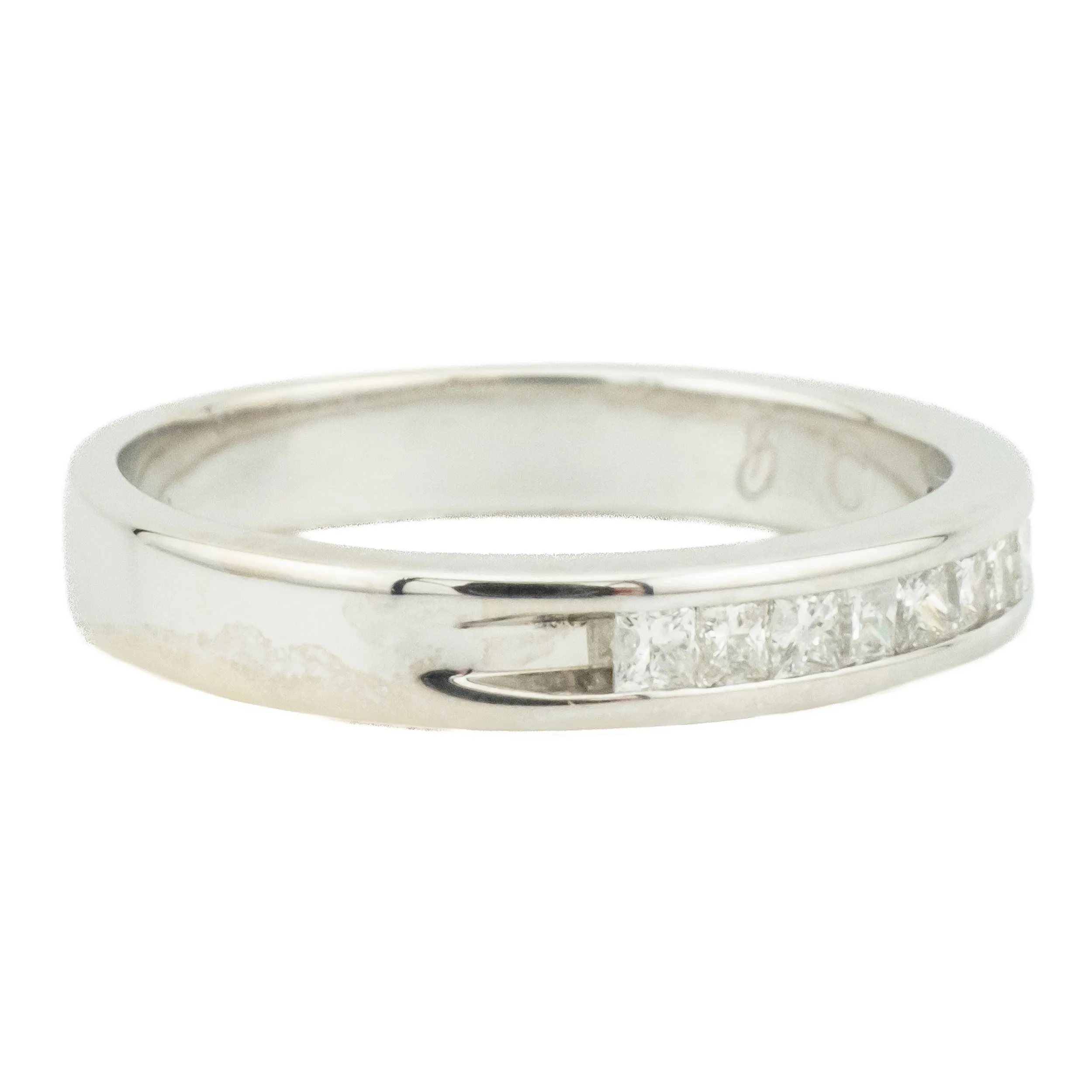 0.33ctw Princess Cut Diamond Accented Wedding Band in 14K White Gold - Size 5.5