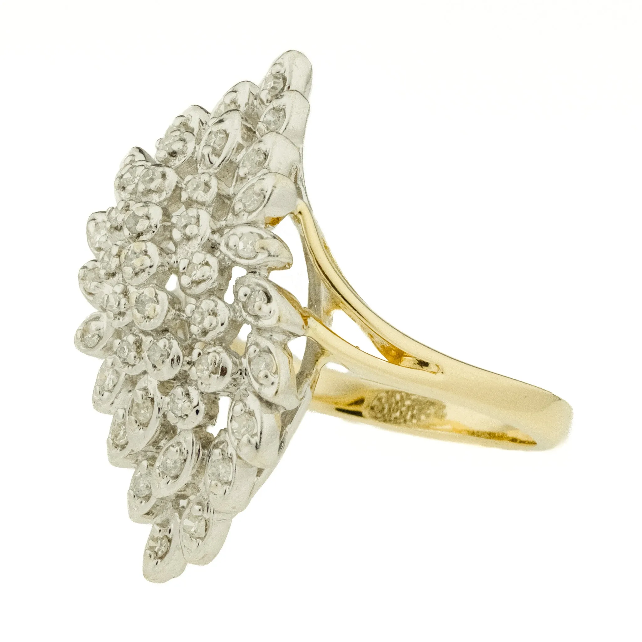 0.40ctw Round Brilliant Diamond Accented Cluster Ring in 14K Two-Tone Gold - Size 6