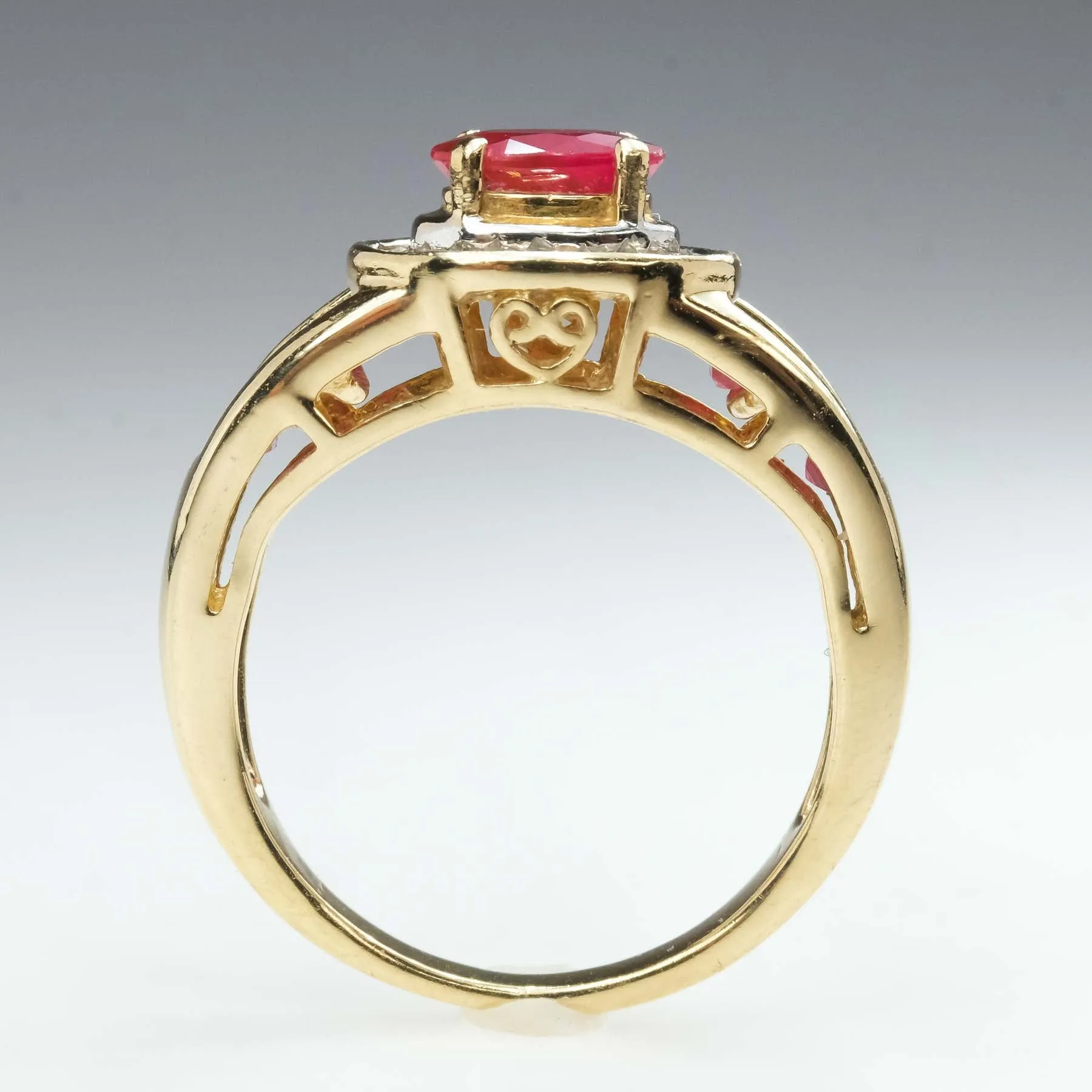 0.50ct Natural Ruby & Diamond Accents Halo Ring in 14K Yellow Gold