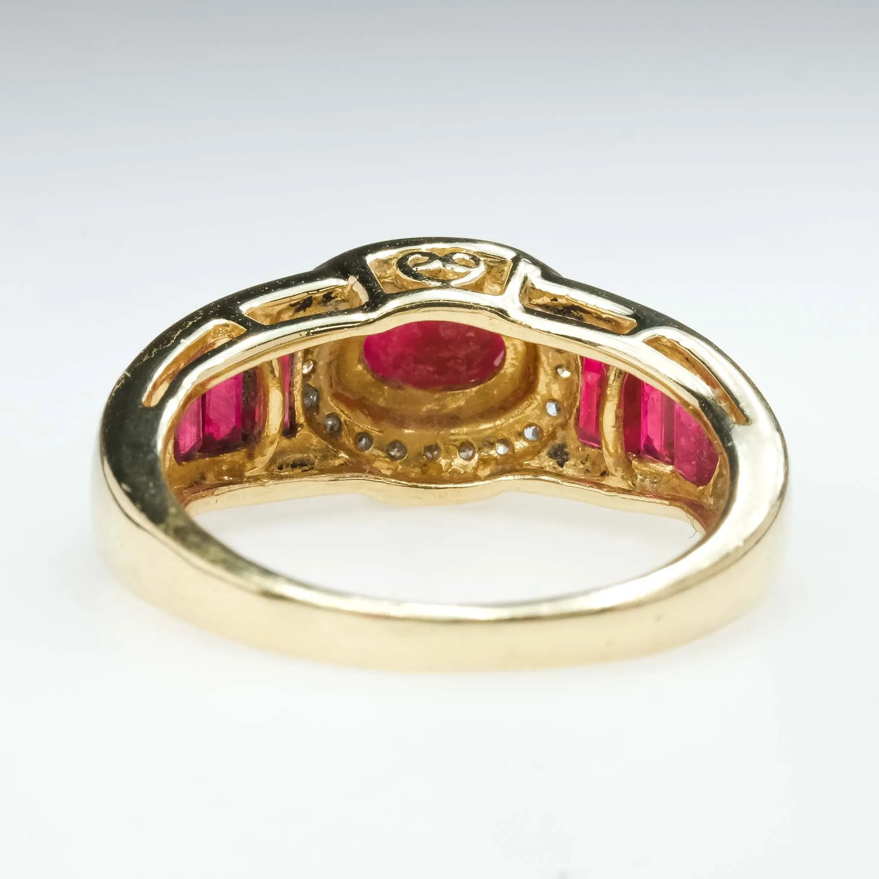 0.50ct Natural Ruby & Diamond Accents Halo Ring in 14K Yellow Gold