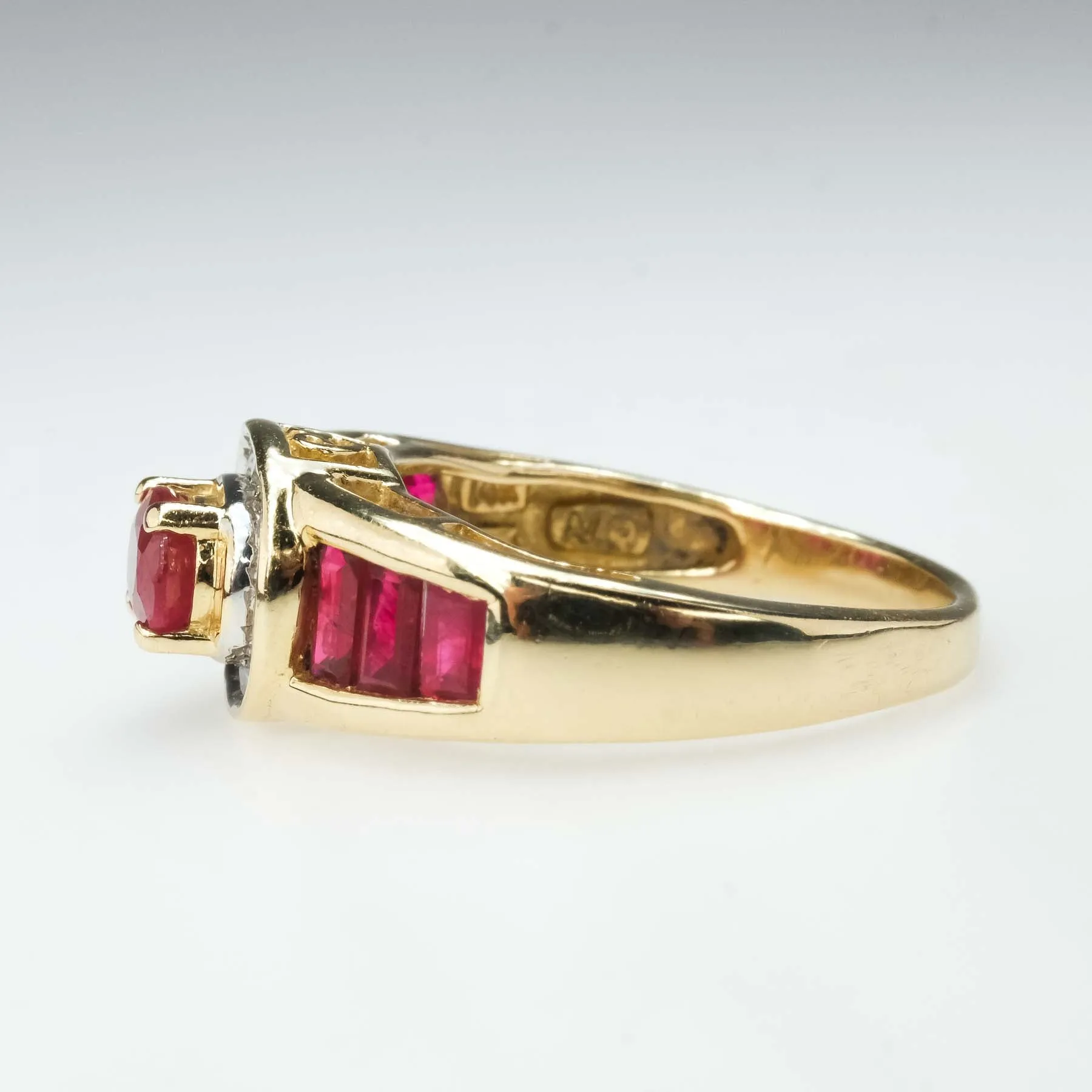 0.50ct Natural Ruby & Diamond Accents Halo Ring in 14K Yellow Gold