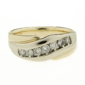 0.56ctw Round Diamond Men's Wedding Band Ring in 14K Two Tone Gold