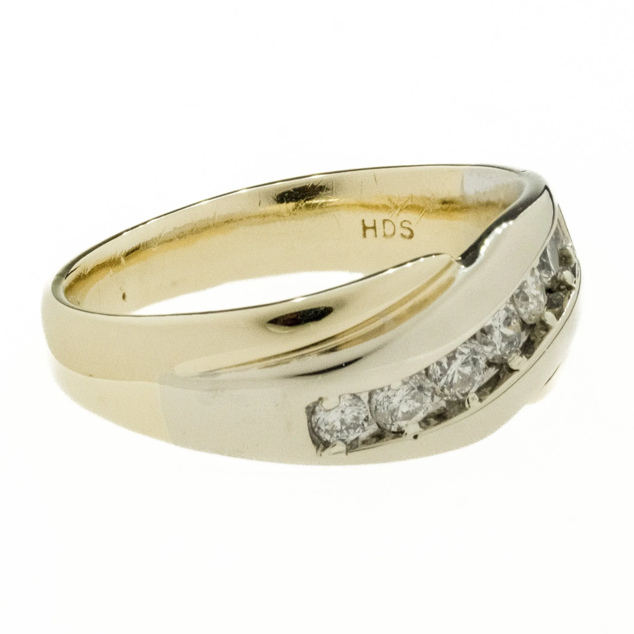 0.56ctw Round Diamond Men's Wedding Band Ring in 14K Two Tone Gold