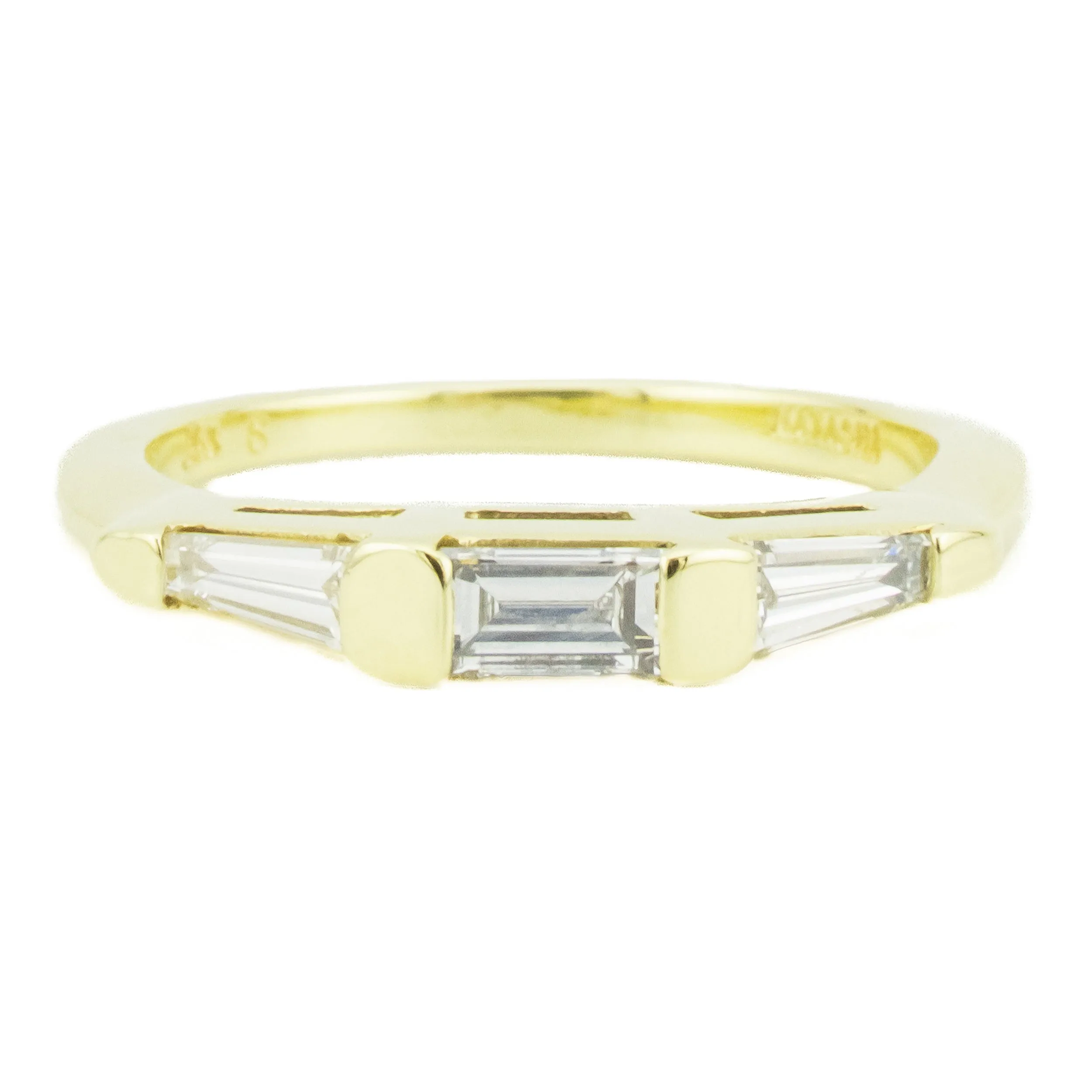 0.60ctw Baguette Cut Diamond Accented Wedding Band Ring in 18K Yellow Gold - Size 5.25