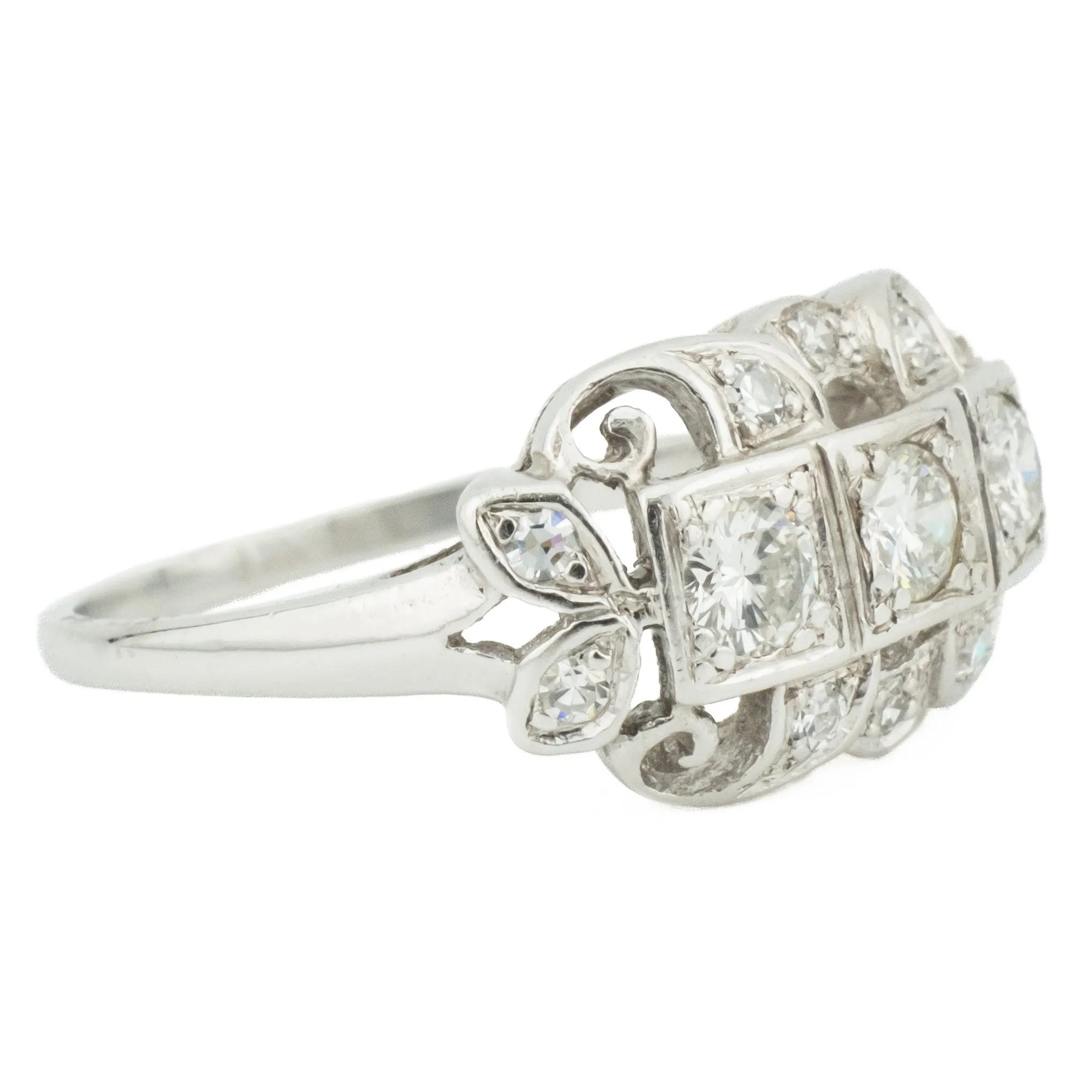 0.60ctw Vintage Diamond Fashion Ring in 14K White Gold - Size 7