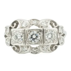 0.60ctw Vintage Diamond Fashion Ring in 14K White Gold - Size 7