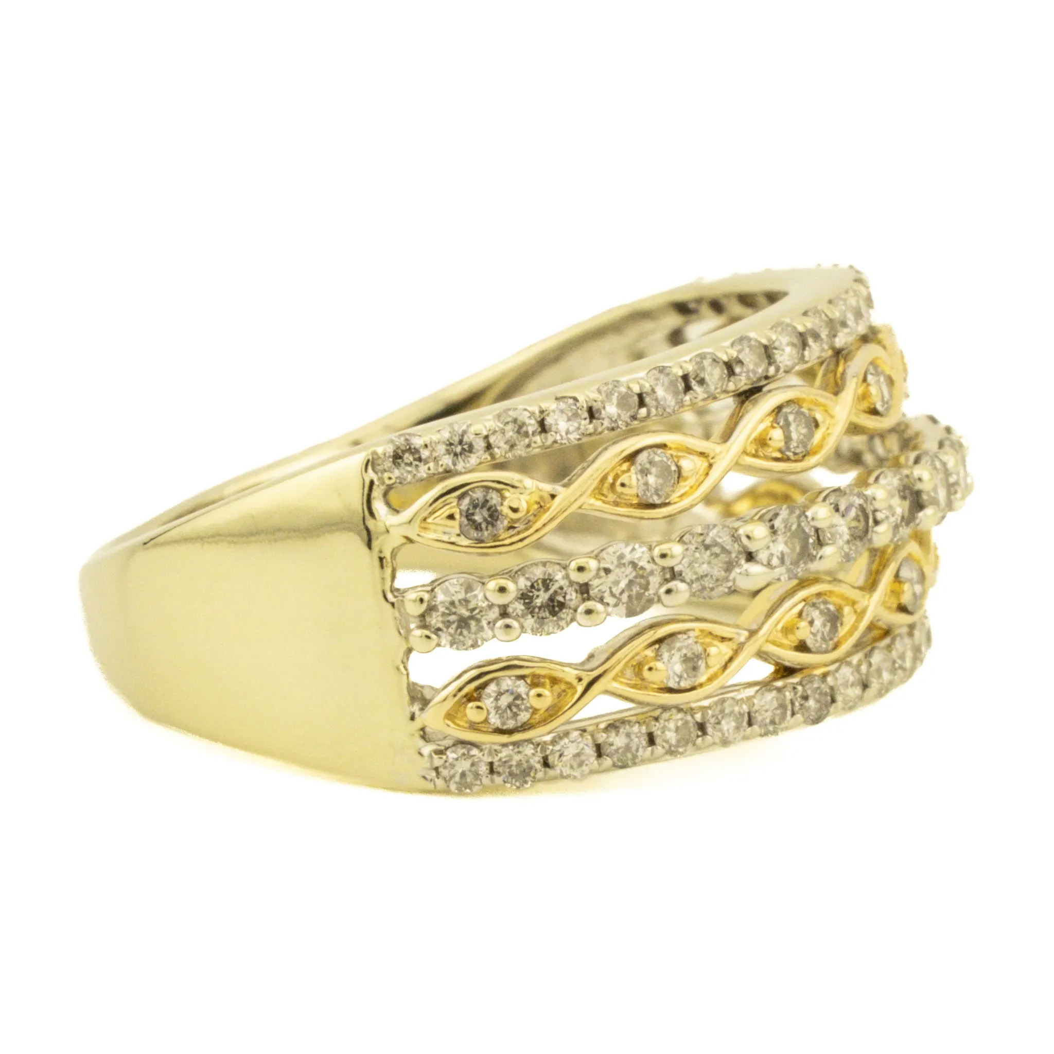 1.01ctw Round Diamond Lady's Fashion Band Ring in 14K Two Tone Gold - Size 9.25