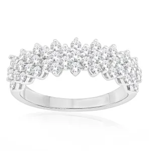 10ct White Gold 1 Carat Diamond Cluster Dress Ring