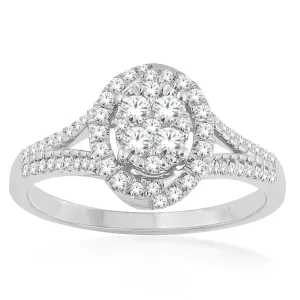 10ct White Gold 1/2 Carat Diamond Cluster Ring