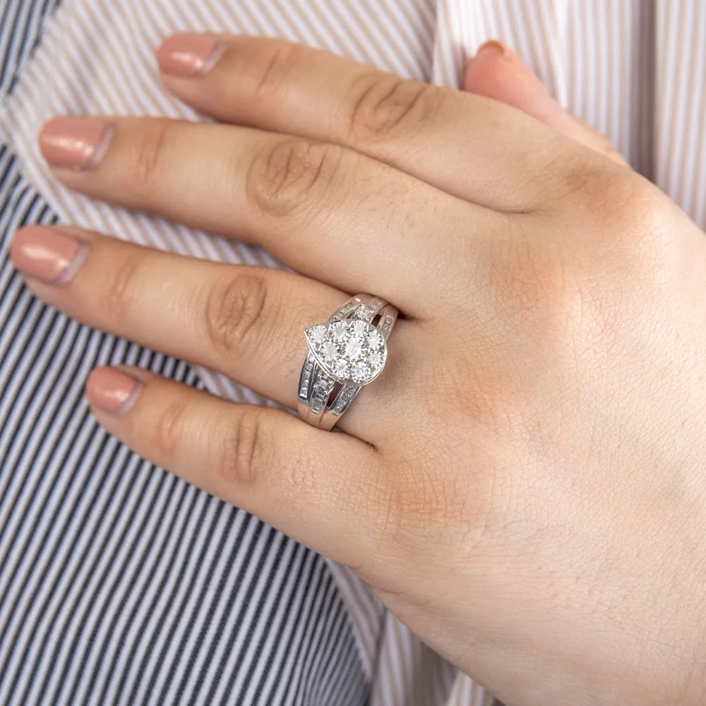 1/2 Carat Diamond Pear Shape Cluster Dress Ring in Sterling Silver