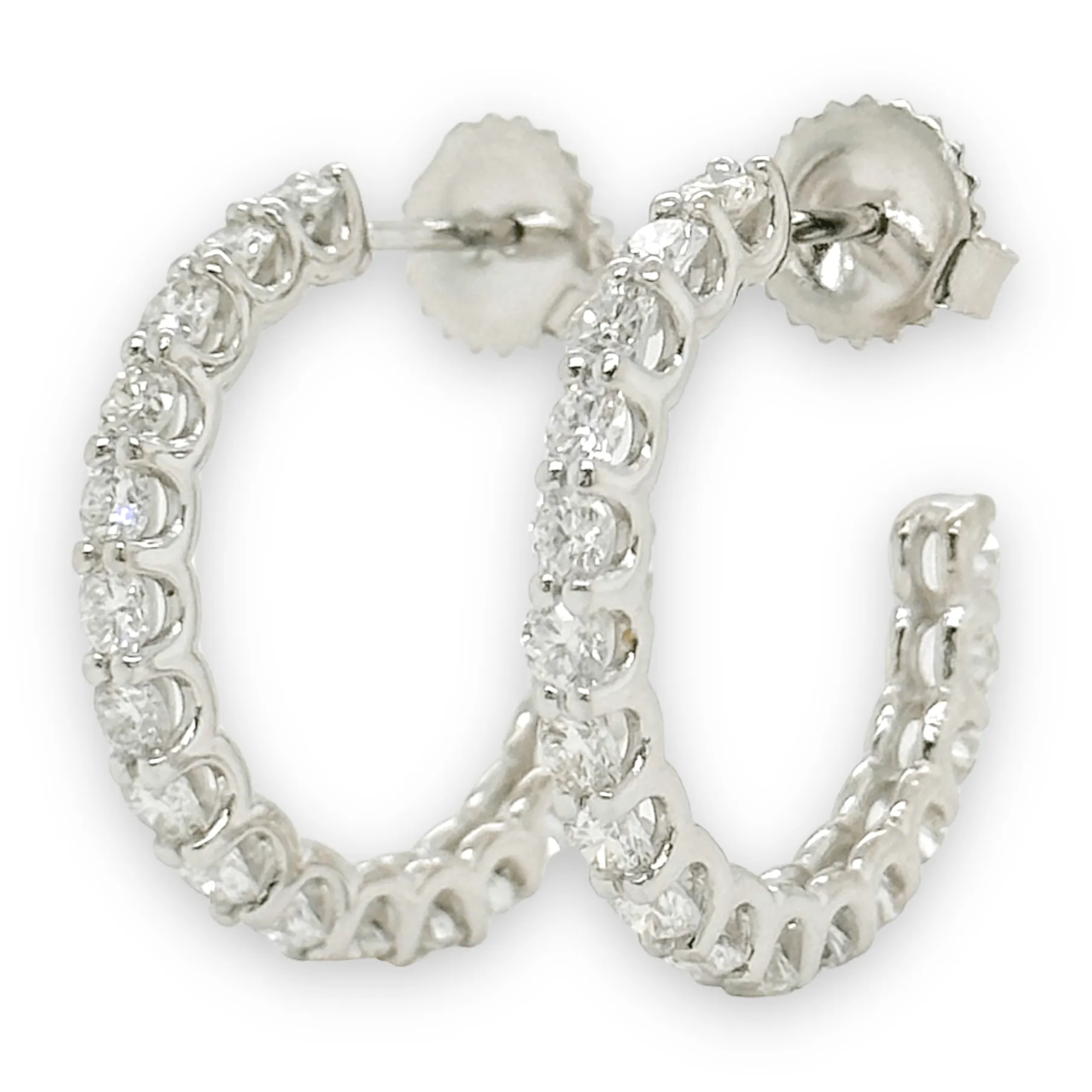 14K W Gold 2.50ctw Diamond Hoop Earrings G/I1