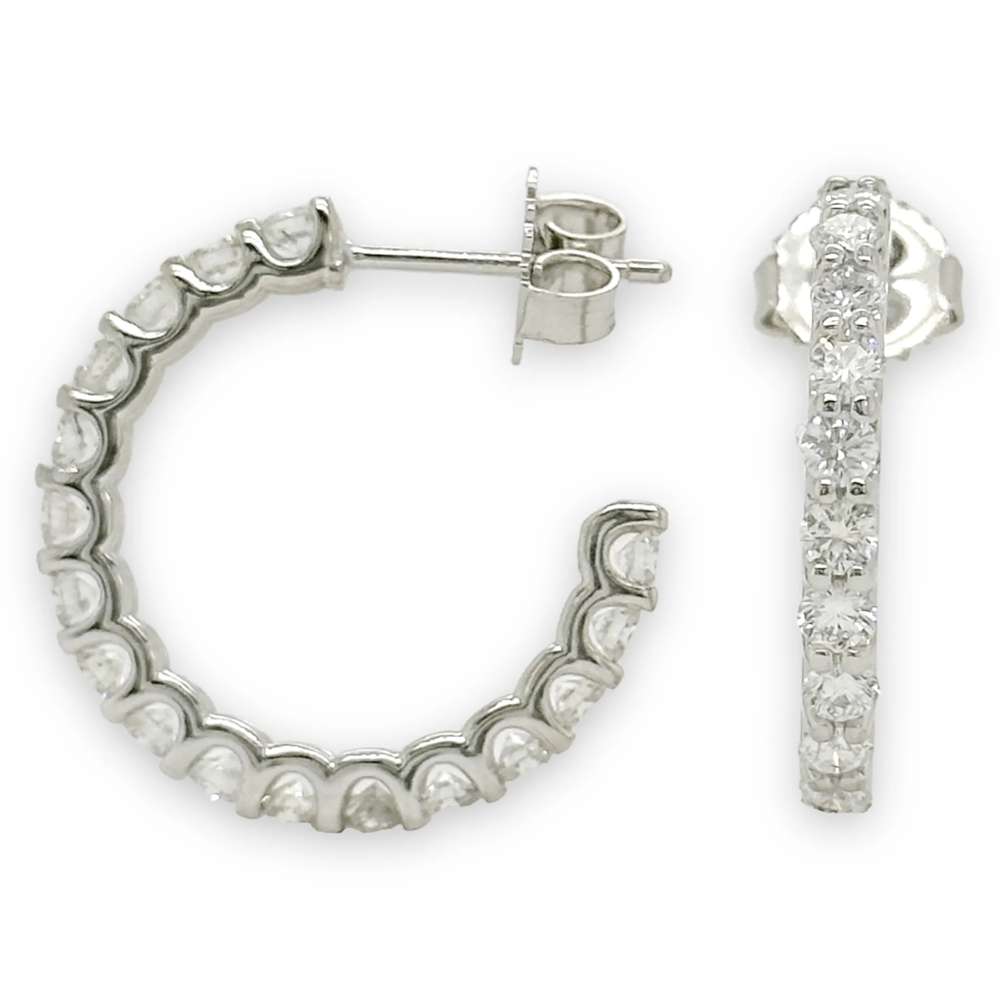 14K W Gold 2.50ctw Diamond Hoop Earrings G/I1