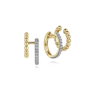 14K Y Gold 0.35ctw Diamond Huggie Cuff Earring