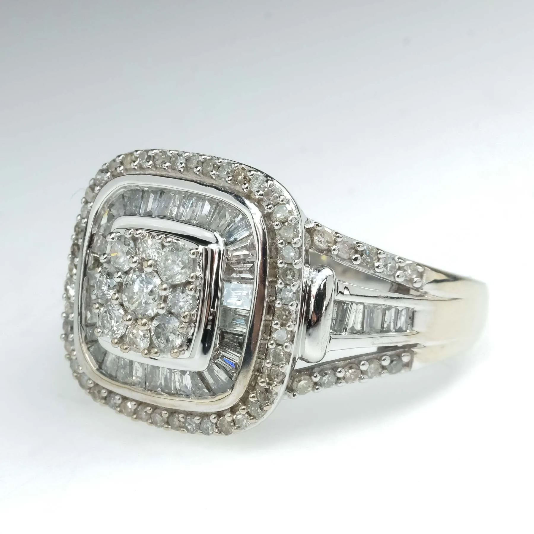 1.53ctw Diamond Accented Halo Cluster Statement Ring in 10K White Gold