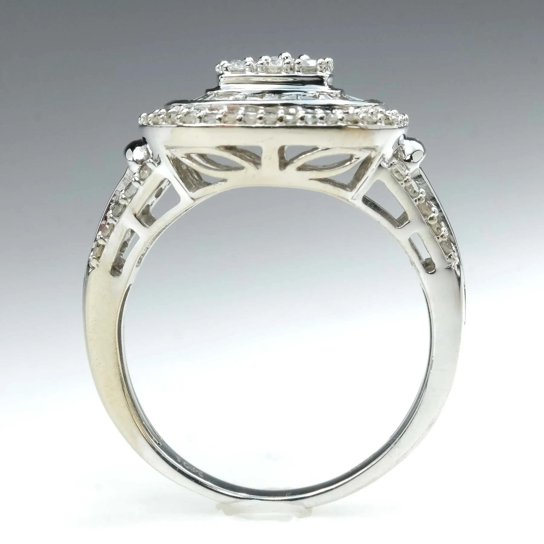 1.53ctw Diamond Accented Halo Cluster Statement Ring in 10K White Gold
