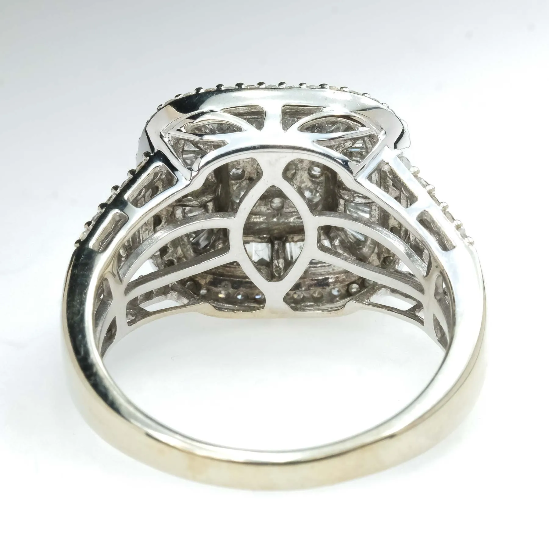 1.53ctw Diamond Accented Halo Cluster Statement Ring in 10K White Gold