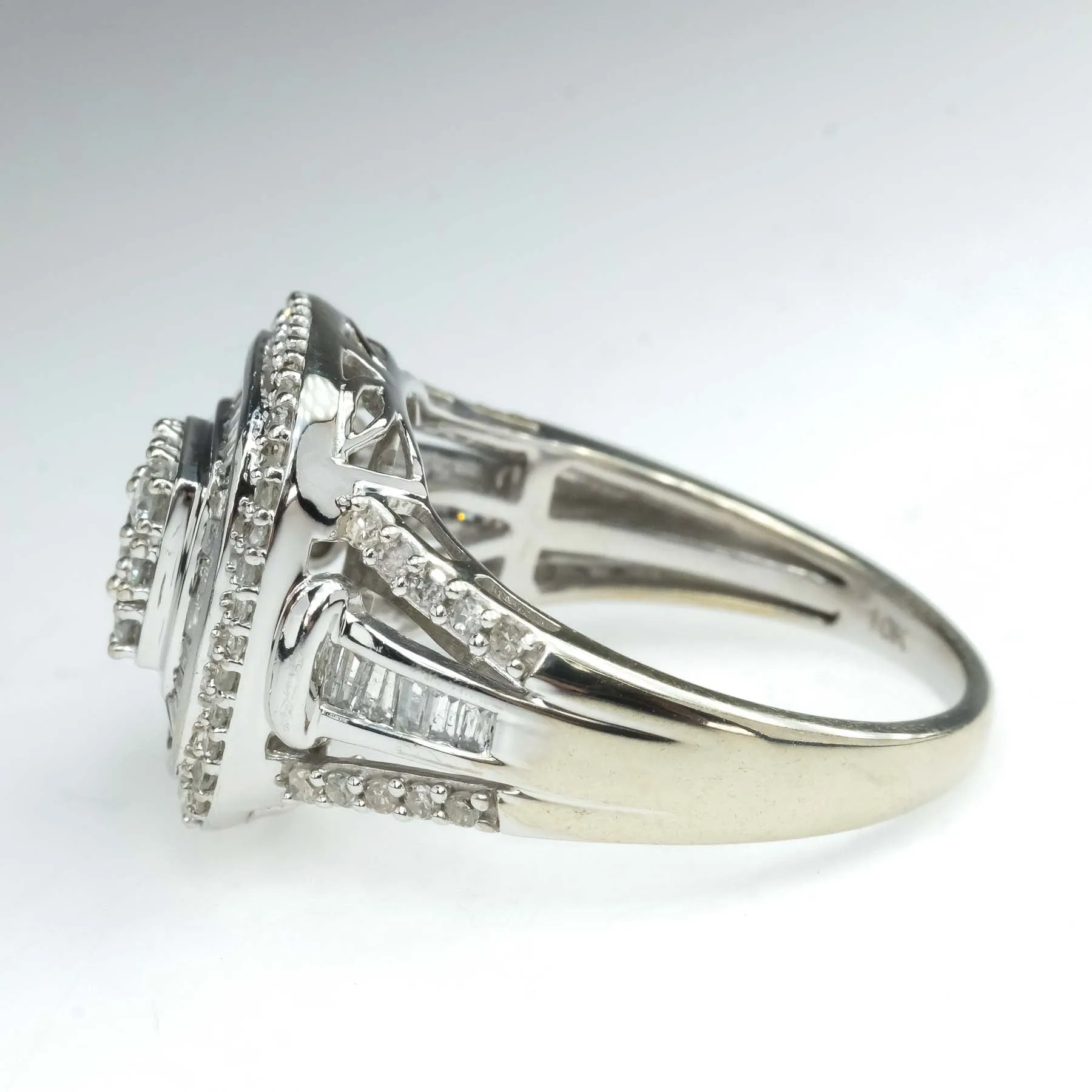 1.53ctw Diamond Accented Halo Cluster Statement Ring in 10K White Gold