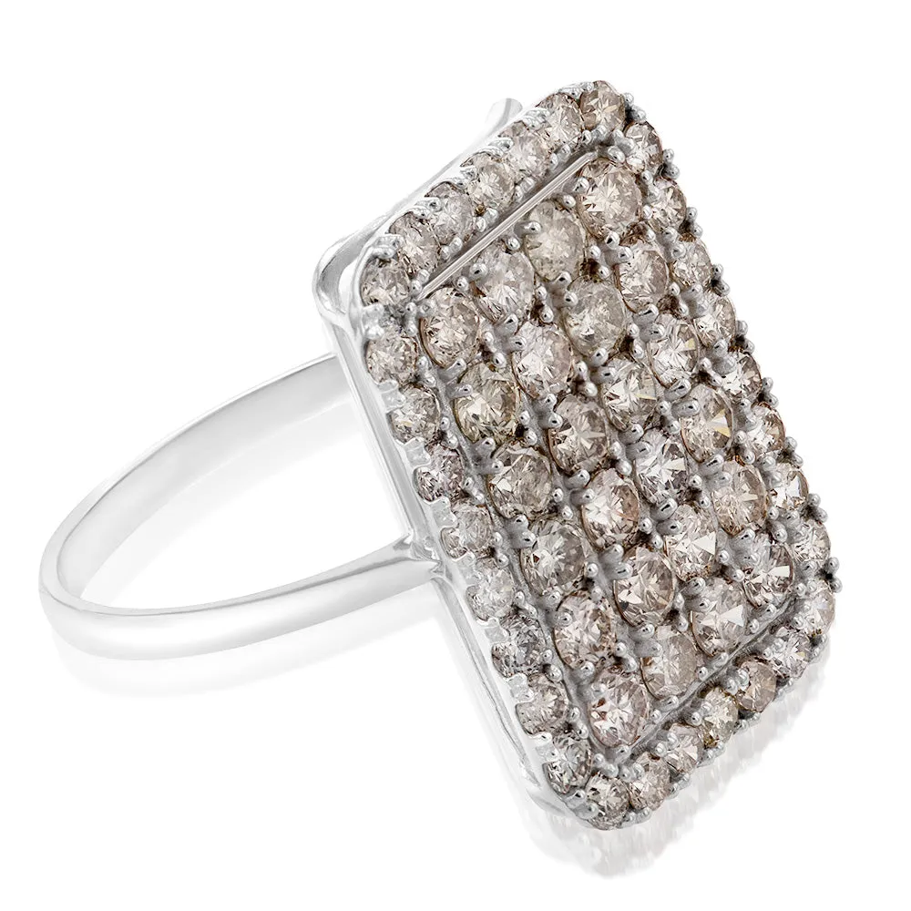 18ct White Gold 2 Carat Diamond Rectangle Shape Cluster Ring