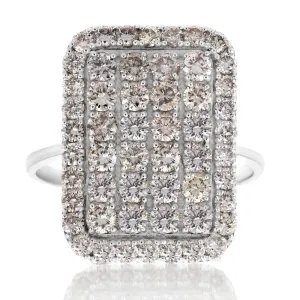 18ct White Gold 2 Carat Diamond Rectangle Shape Cluster Ring