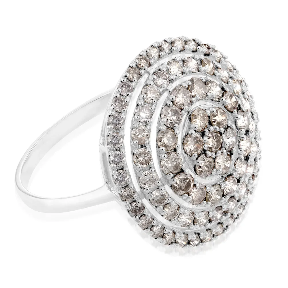 18ct White Gold 2 Carat Diamond Round Shape Cluster Ring