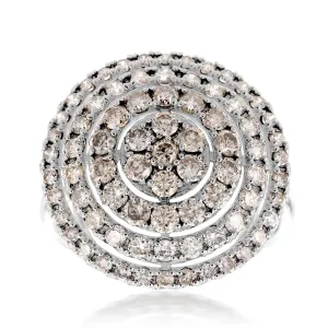 18ct White Gold 2 Carat Diamond Round Shape Cluster Ring