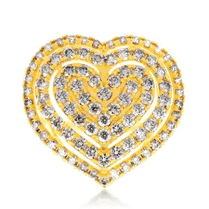 18ct Yellow Gold 2 Carat Diamond Heart Shape Cluster Ring