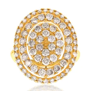 18ct Yellow Gold 2 Carat Diamond Oval Shape Cluster Ring