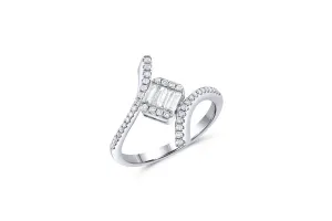 18KT WHITE GOLD BYPASS DIAMOND RING