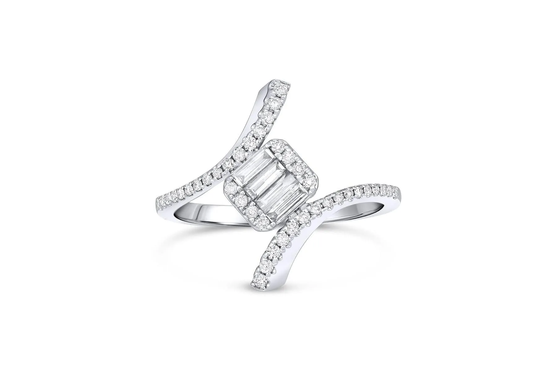 18KT WHITE GOLD BYPASS DIAMOND RING