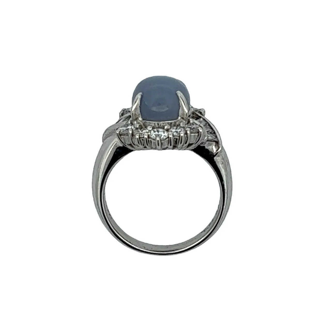 1950s Platinum Blue Star Sapphire & Diamond Ring