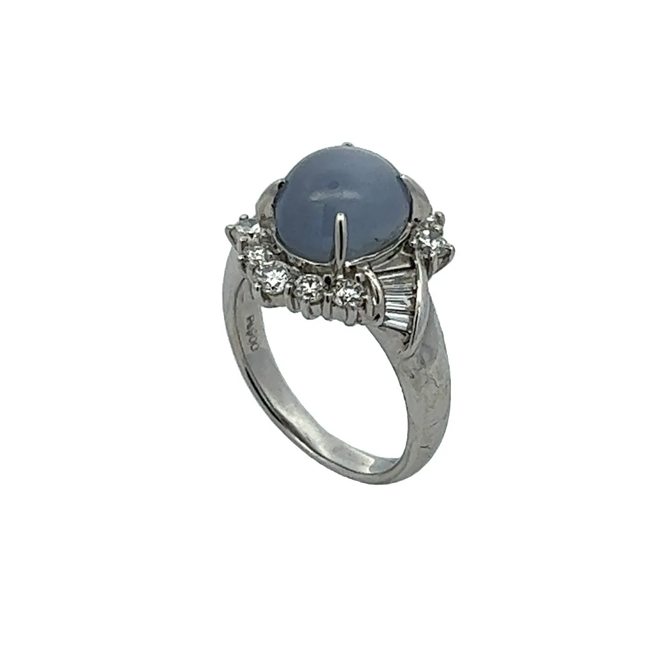 1950s Platinum Blue Star Sapphire & Diamond Ring