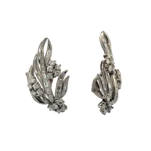 1950s Platinum Diamond Earrings
