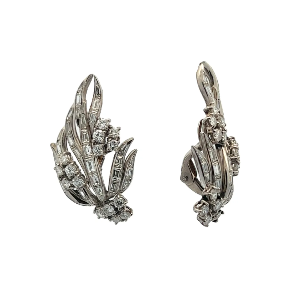 1950s Platinum Diamond Earrings