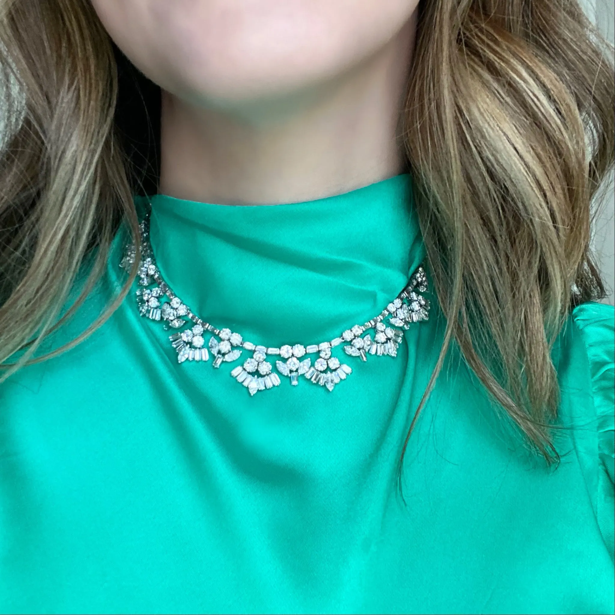1950s Platinum Diamond Necklace