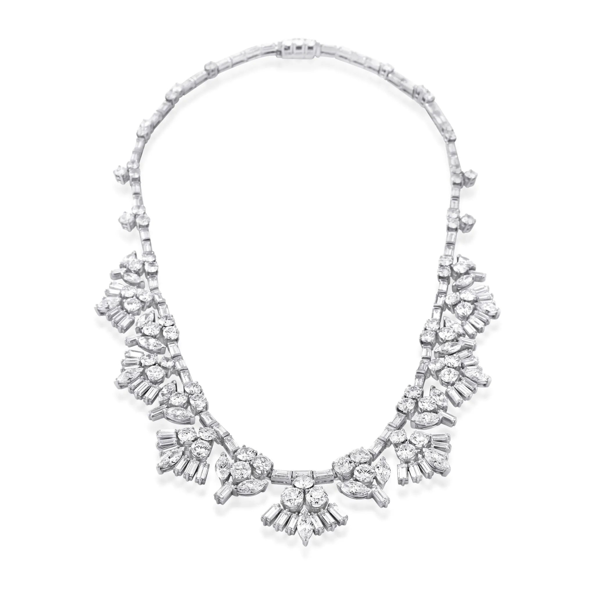 1950s Platinum Diamond Necklace