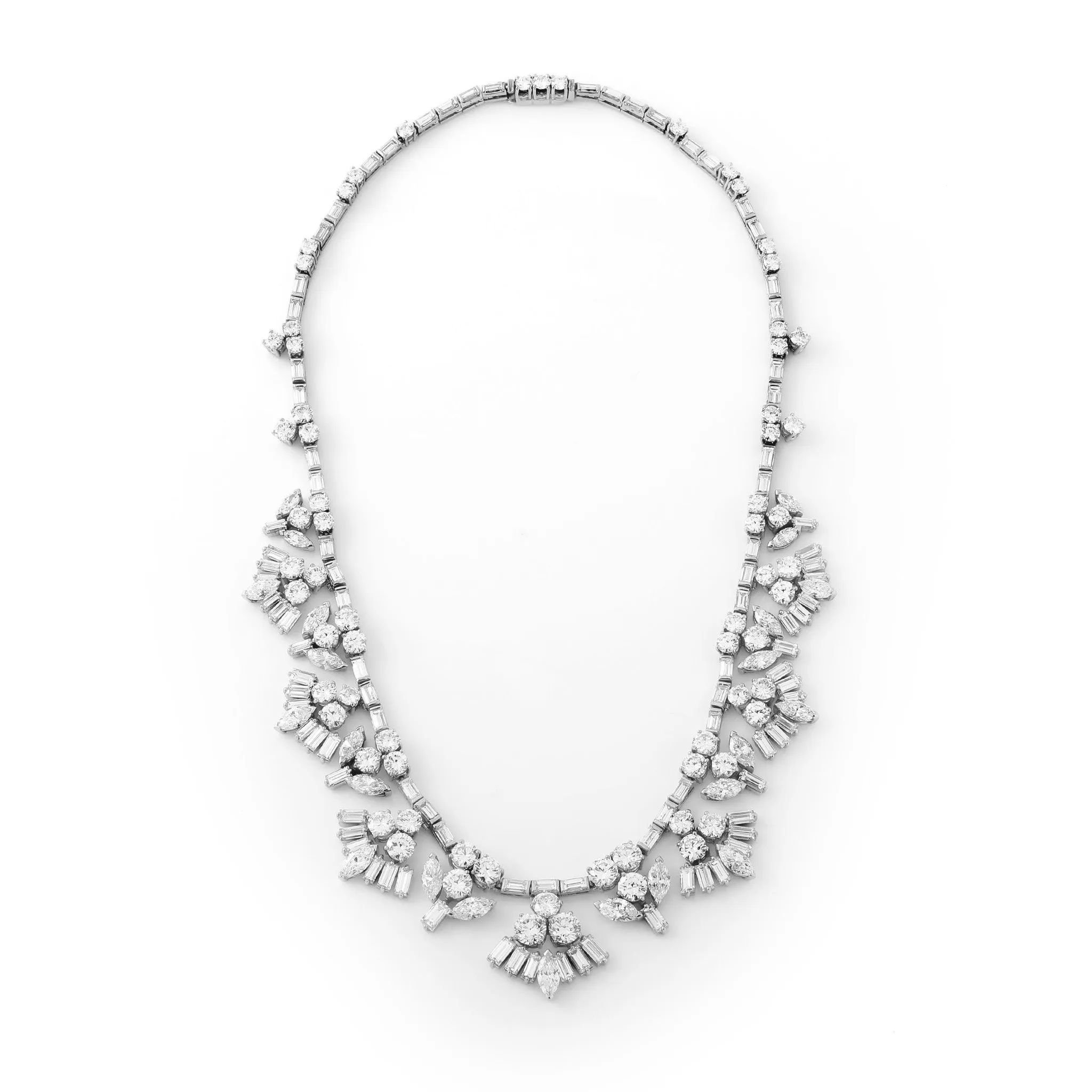 1950s Platinum Diamond Necklace