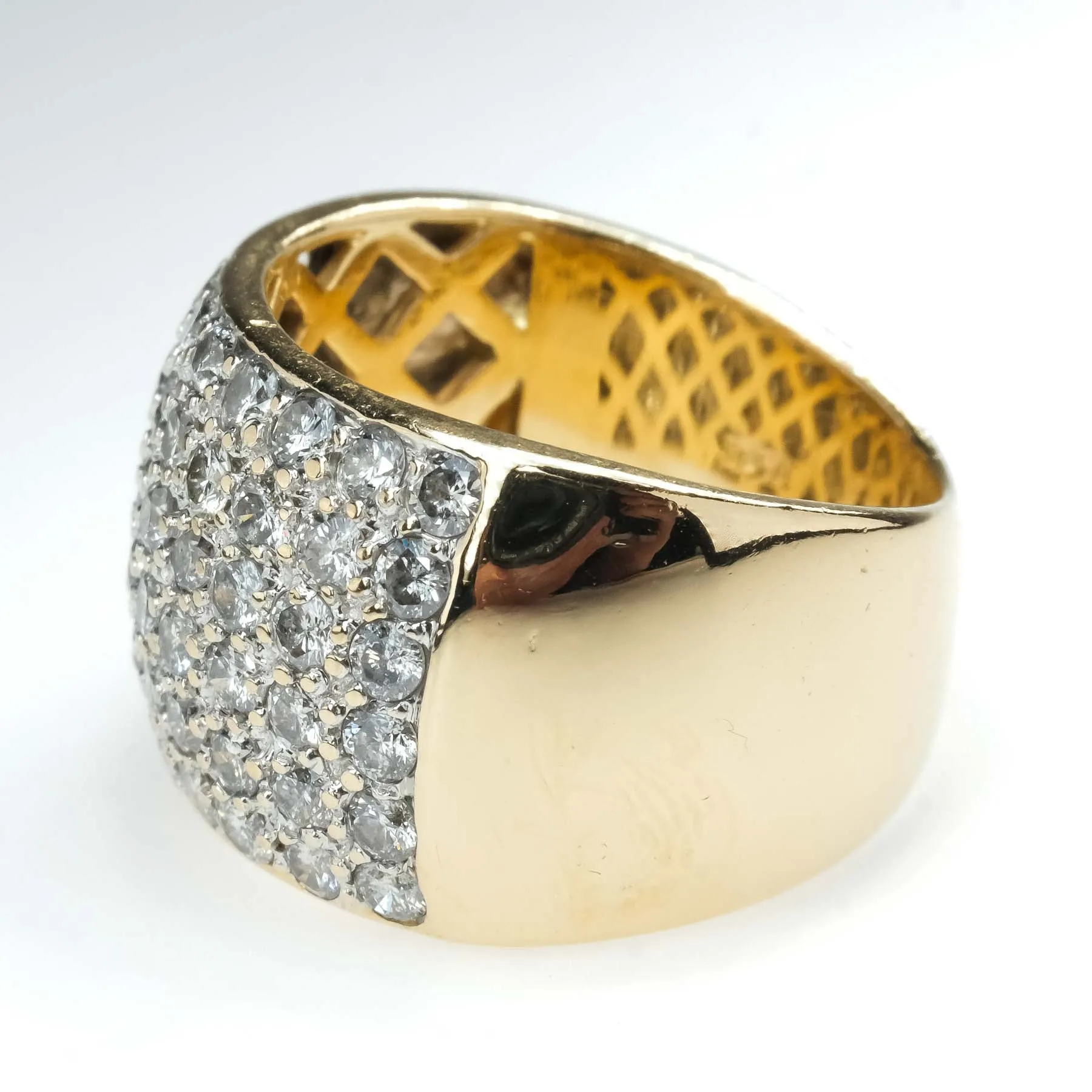 2.40ctw Diamond Accented Cluster Dome Statement Ring in 14K Yellow Gold