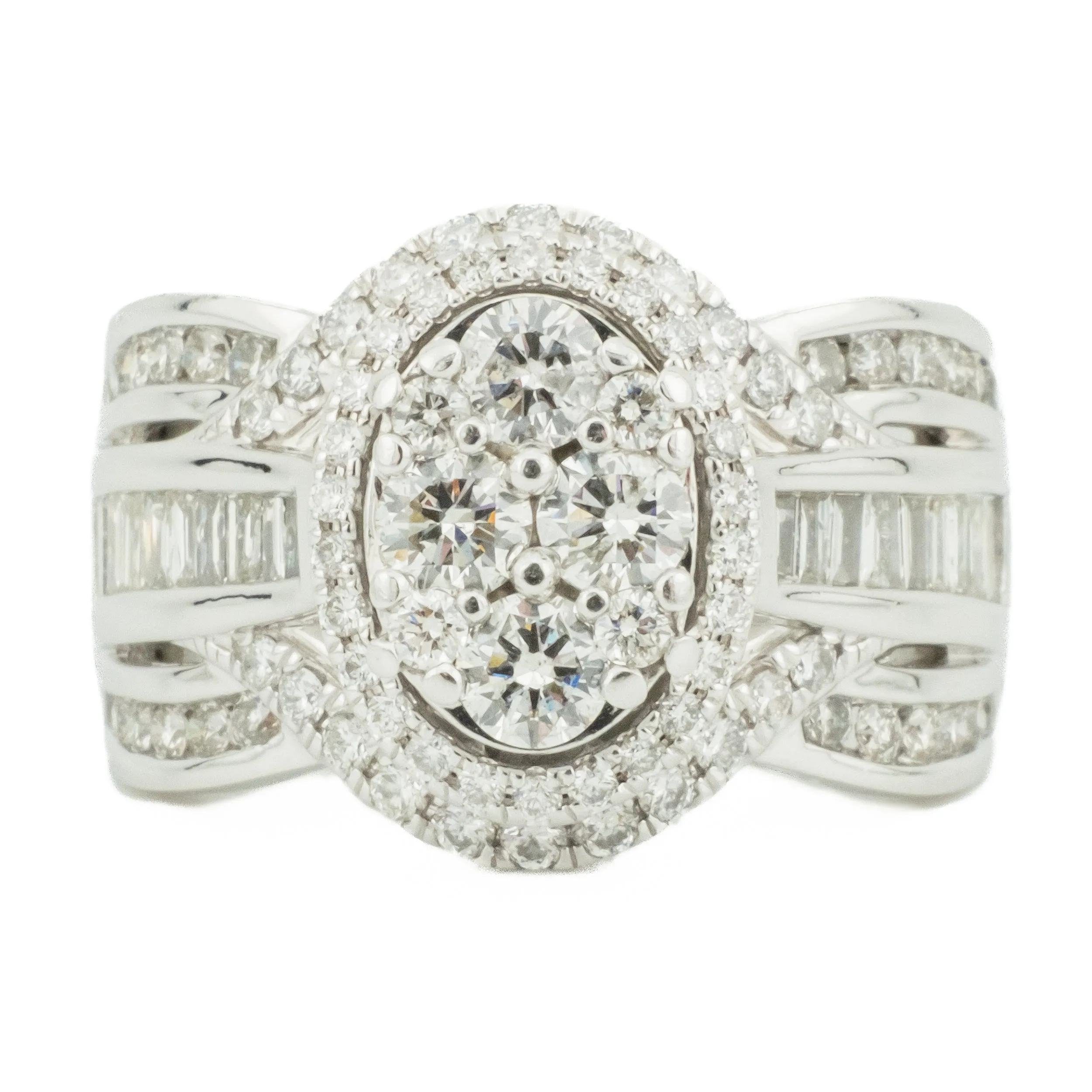 2.5ctw Diamond Accented Cluster Ring in 14K White Gold - Size 8