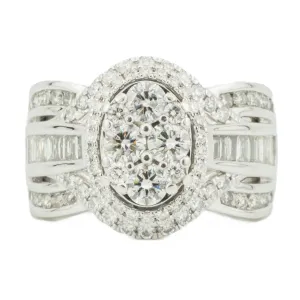 2.5ctw Diamond Accented Cluster Ring in 14K White Gold - Size 8