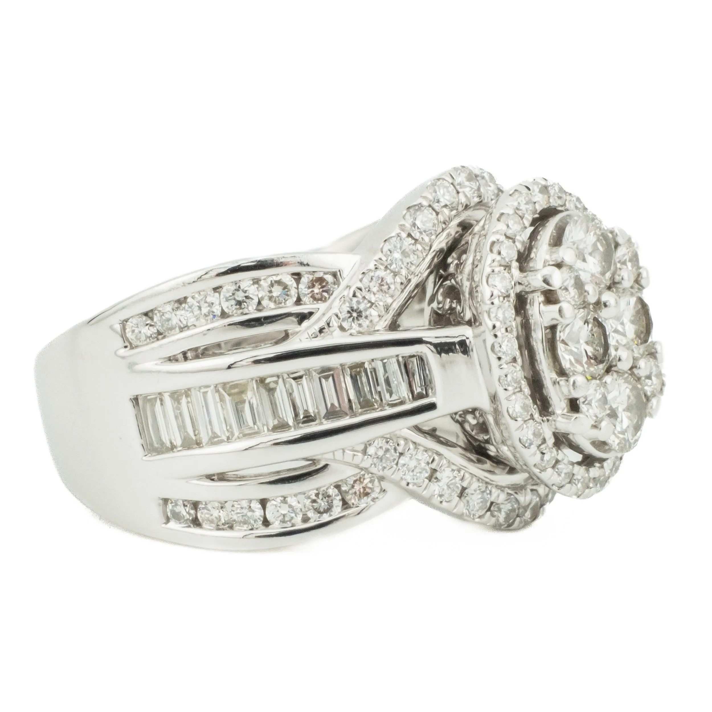 2.5ctw Diamond Accented Cluster Ring in 14K White Gold - Size 8
