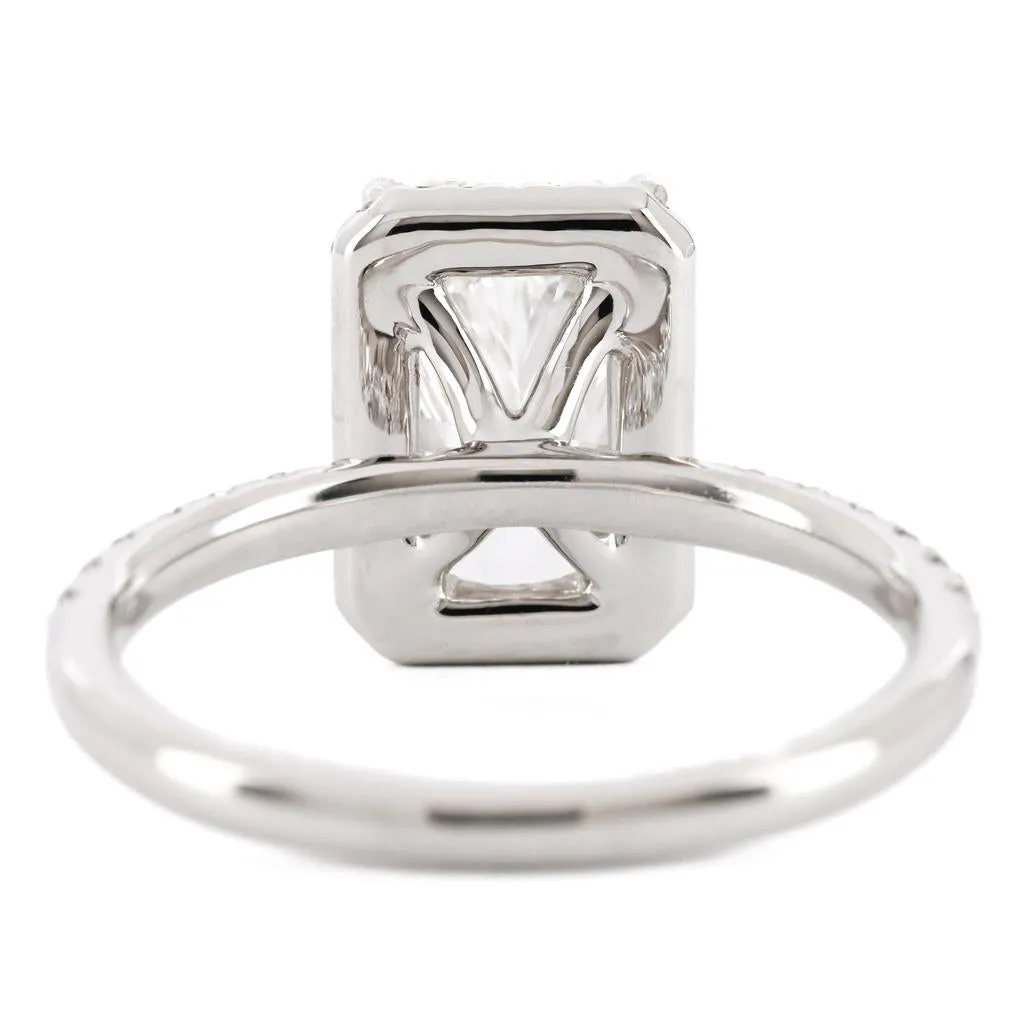 3.08CTW Radiant Diamond Engagment Ring  - Halo - 950 Platinum