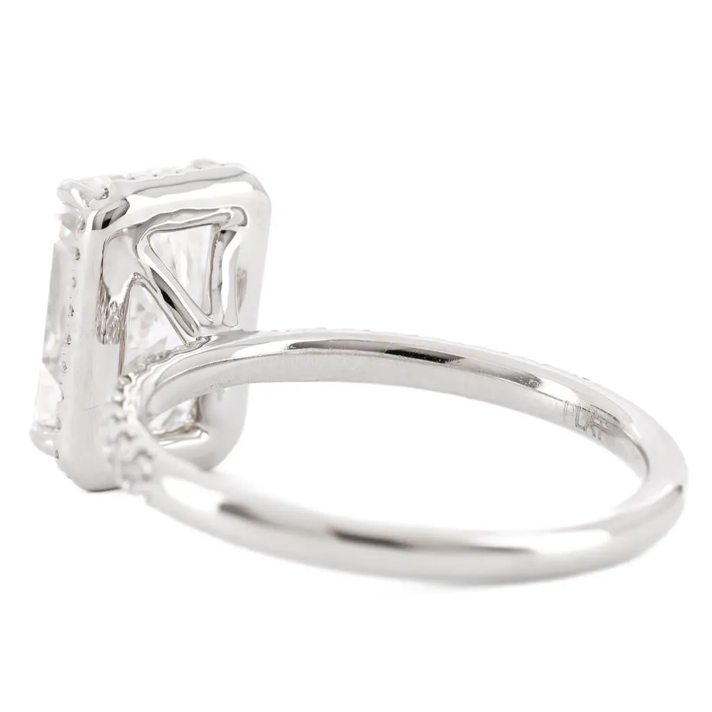 3.08CTW Radiant Diamond Engagment Ring  - Halo - 950 Platinum