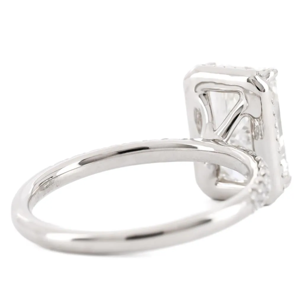 3.08CTW Radiant Diamond Engagment Ring  - Halo - 950 Platinum