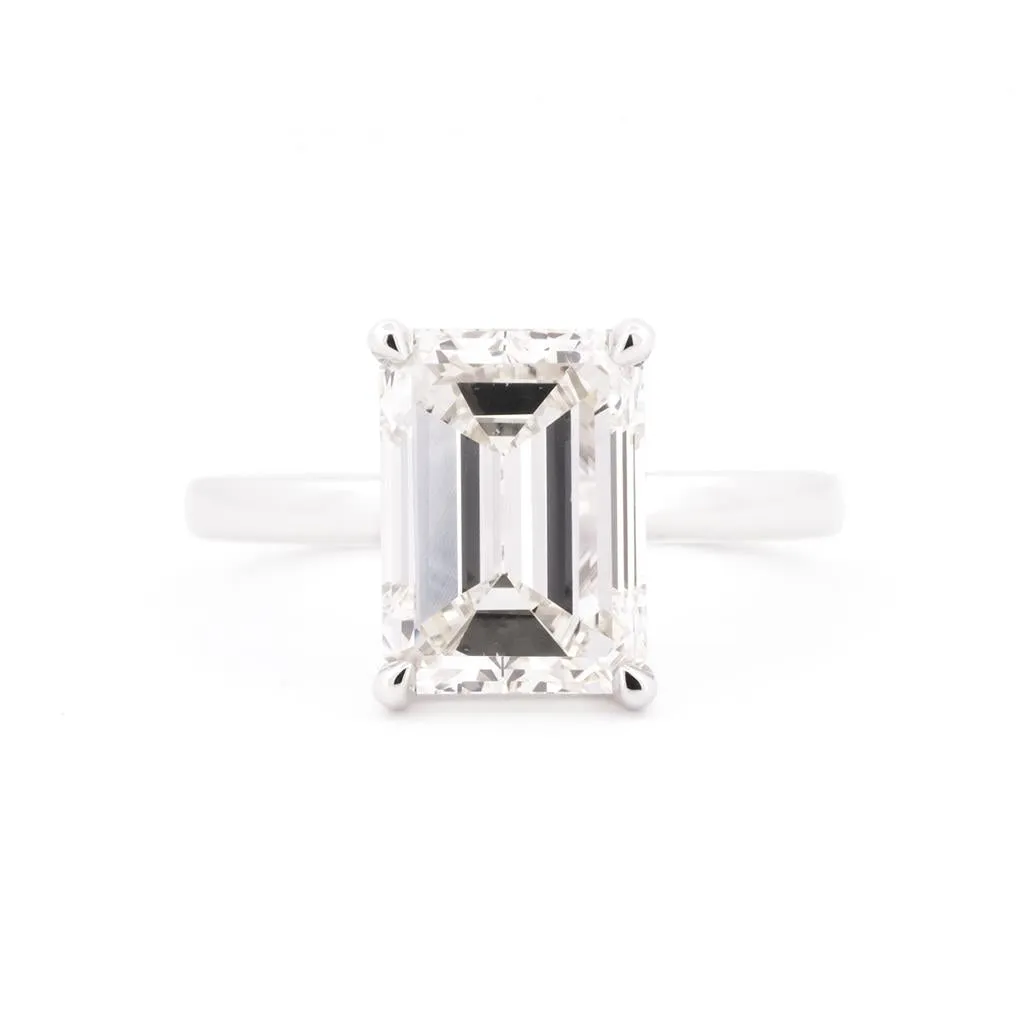 3.69ct Emerald Diamond Solitaire Engagement Ring - 950 Platinum