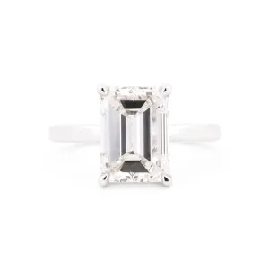 3.69ct Emerald Diamond Solitaire Engagement Ring - 950 Platinum