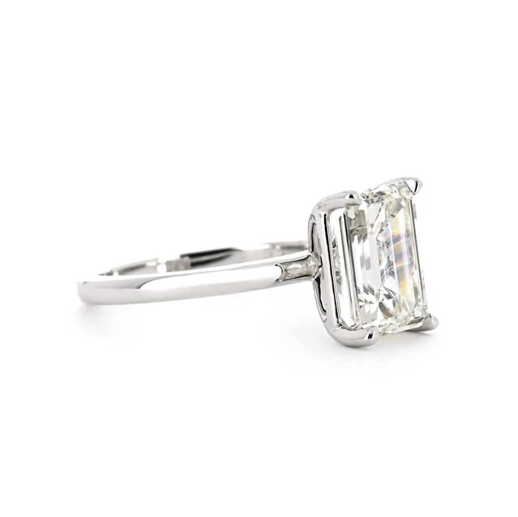 3.69ct Emerald Diamond Solitaire Engagement Ring - 950 Platinum
