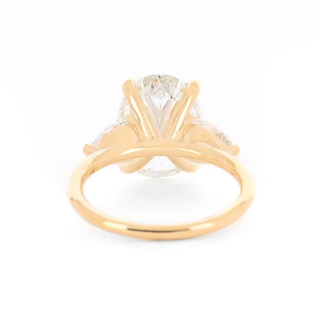 5.25ctw Oval Three-Stone   Pear Diamond Engagement Ring - 14K Yellow Gold