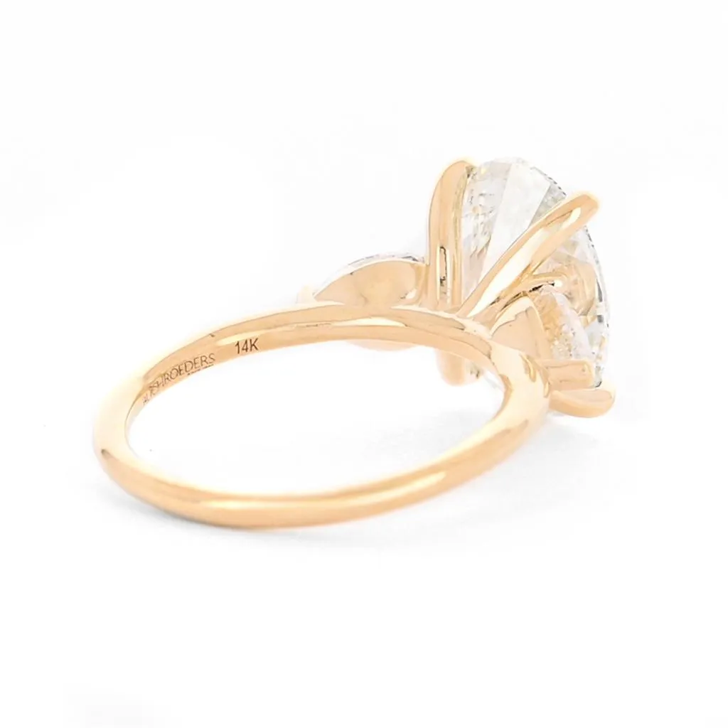 5.25ctw Oval Three-Stone   Pear Diamond Engagement Ring - 14K Yellow Gold