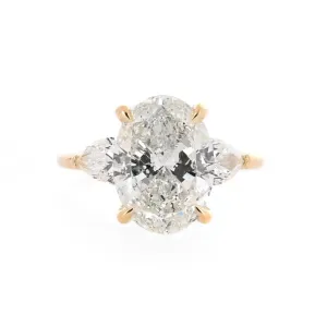 5.25ctw Oval Three-Stone   Pear Diamond Engagement Ring - 14K Yellow Gold